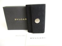 BVLGARI Black Canvas Leather Logo Mania 6 Pics Key Cases #9642
