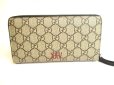 Photo2: GUCCI GG Coating Canvas PVC Leather Wolf Motif Round Zip Wallet #9644 (2)