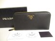 Photo1: PRADA Saffiano Black Multicolor Leather Round Zip Long Wallet #9647 (1)