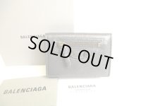 BALENCIAGA Dark Gray Leather Trifold Mini Wallet Classic #9653