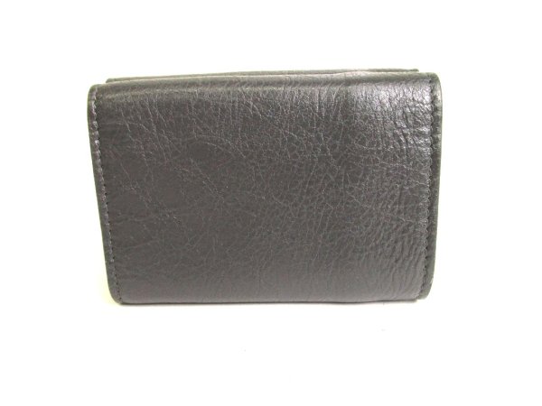 Photo2: BALENCIAGA Dark Gray Leather Trifold Mini Wallet Classic #9653