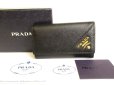 Photo1: PRADA Black Saffiano Metal Leather 6 Pics Key Cases #9661 (1)