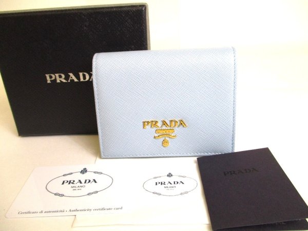 Photo1: PRADA Saffiano Multicolor Leather Bifold Wallet Compact Wallet #9662