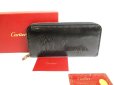 Photo1: Cartier Happy Birthday Blck Calf Leather Zippy Wallet Purse #9666 (1)