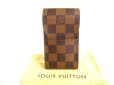 Photo1: LOUIS VUITTON Damier Brown Leather Cigarette Case Tabacco Case #9672 (1)