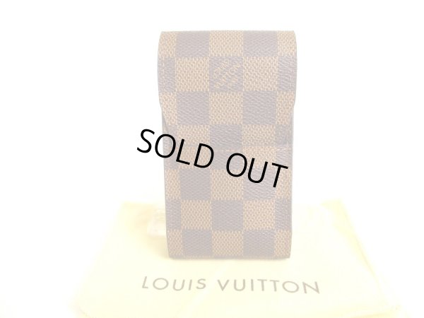 Photo1: LOUIS VUITTON Damier Brown Leather Cigarette Case Tabacco Case #9672