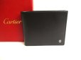 Photo1: Cartier Pasha de Cartier Black Leather Silver Logo Bifold Bill Wallet #9676 (1)