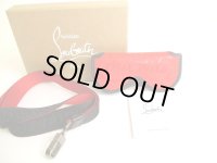 Christian Louboutin Red Rubber Black Leather Glasses Case w/Strap #9678