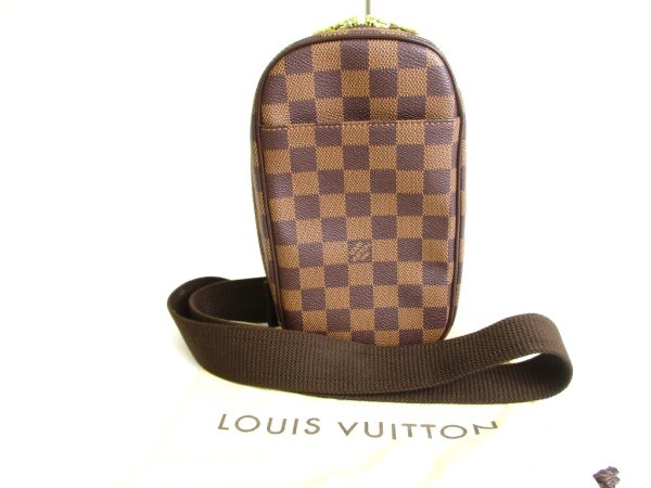 Photo1: LOUIS VUITTON Special Order Damier Brown Leather Belt Bag Gange #9680