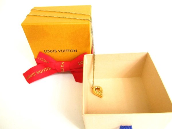 Photo1: LOUIS VUITTON Gold Plated LV & ME Necklace Letter P #9683