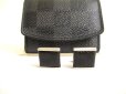 Photo1: LOUIS VUITTON Damier Graphite Steel Black Leather Cufflinks Cuffs #9686 (1)