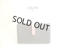 CELINE Dark Gray Grained Leather Large Strap Wallet Long Wallet #9688