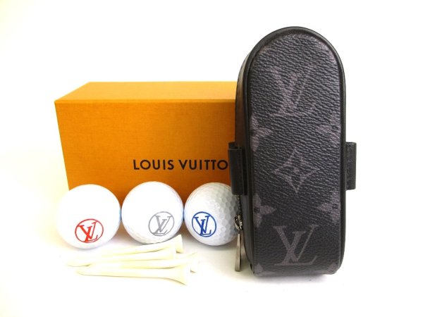 Photo1: LOUIS VUITTON Monogram Eclipse Andrews Golf Kit Golf Ball Case #9689