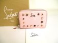 Photo1: Christian Louboutin Light Pink Leather Round Zip Coin Purse #9691 (1)