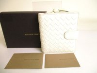 BOTTEGA VENETA Intrecciato White Leather Bifold Wallet Compact Wallet #9692
