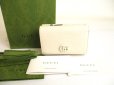 Photo1: GUCCI GG Marmont Cream Wite Leather Trifold Wallet #9700 (1)