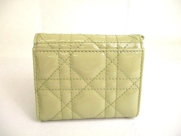 Photo2: Christian Dior Cannage Khaki Leather Lady Dior Trifold Wallet #9701
