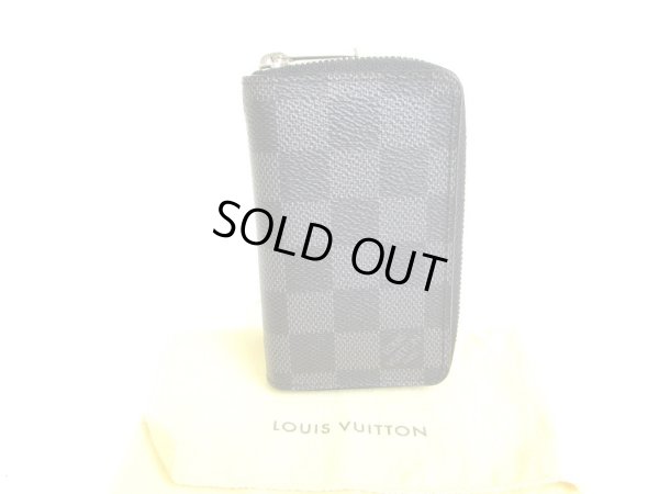 Photo1: LOUIS VUITTON Damier Graphite Leather Zippey Coin Purse #9702