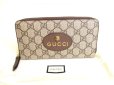 Photo1: GUCCI Neo Vintage GG PVC Canvas Yellow Leather Round Zip Long Wallet #9704 (1)