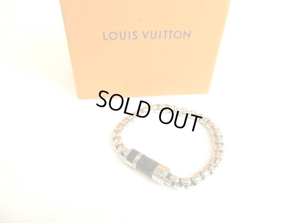 Photo1: LOUIS VUITTON Monogram Chain Bracelet Eclipse Leather #9713