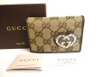 Photo1: GUCCI GG Brown Canvas Leather Heart Motif Card Case #9716 (1)