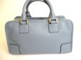 Photo2: LOEWE Light Blue Calf Leather Hand Bag Purse W/Strap Amazona 28 #9720 (2)