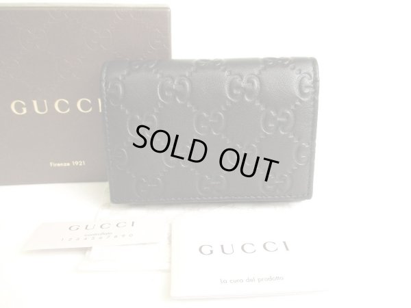 Photo1: GUCCI GG Guccissima Black Leather Card Holder #9726