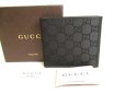 Photo1: GUCCI GG Black Nylon Canvas Leather Bifold Bill Wallet Card Holder #9727 (1)