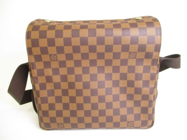 Photo2: LOUIS VUITTON Damier Brown Leather Messenger Crossbody Bag Naviglio #9733