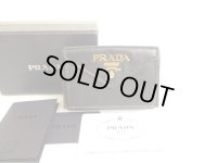 PRADA Black Saffiano Metal Leather Trifold Wallet Compact Wallet #9736