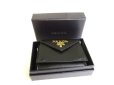 Photo12: PRADA Black Saffiano Metal Leather Trifold Wallet Compact Wallet #9736