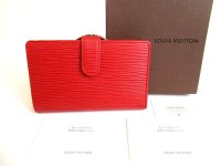 LOUIS VUITTON Epi Red Leather Bifold Wallet French Purse #9742