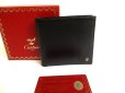 Photo1: Cartier Pasha de Cartier Black Leather Gold Logo Bifold Bill Wallet #9743 (1)