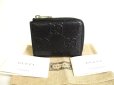 Photo1: GUCCI GG Embossed Black Leather Coin purse Compact Wallet #9745 (1)