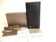 Photo1: BVLGARI Man Black Leather Flap Long Wallet #9748 (1)