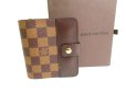 Photo1: LOUIS VUITTON Damier Brown Leather Bifold Wallet Compact Zip #9750 (1)