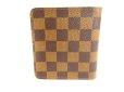 Photo2: LOUIS VUITTON Damier Brown Leather Bifold Wallet Compact Zip #9750 (2)