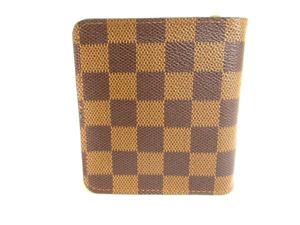 Photo2: LOUIS VUITTON Damier Brown Leather Bifold Wallet Compact Zip #9750