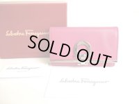 Salvatore Ferragamo Gancini Dark Pink Leather Silver H/W 6Pics Key Case #9760