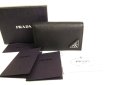 Photo1: PRADA Black Saffiano Leather Credit Card Case Business Card Holder #9773 (1)