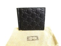 GUCCI Guccissima Black Leather Bifold Bill Wallet #9775