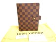 Photo1: LOUIS VUITTON Damier Leather Document Holders Medium Ring Agenda Cover #9779 (1)