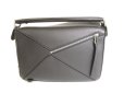 Photo2: LOEWE Black Calfskin Hand Bag Purse Crossbody Bag Puzzle bag w/Strap #9781 (2)