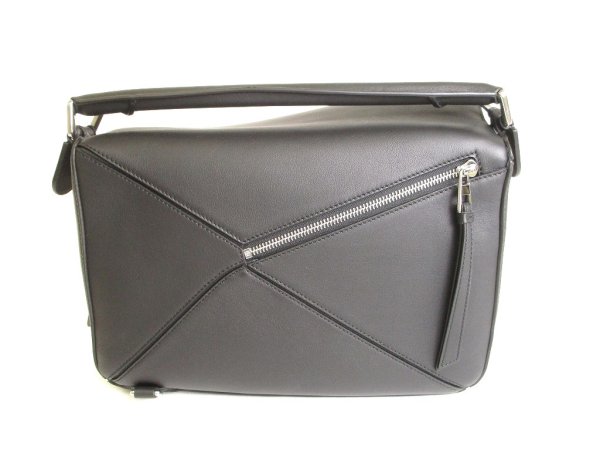 Photo2: LOEWE Black Calfskin Hand Bag Purse Crossbody Bag Puzzle bag w/Strap #9781