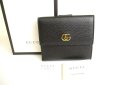 Photo1: GUCCI GG Marmont Black Leather Bifold Wallet Compact Wallet #9783 (1)