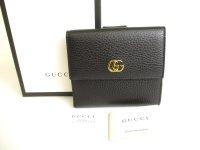 GUCCI GG Marmont Black Leather Bifold Wallet Compact Wallet #9783