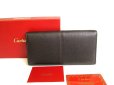 Photo1: Cartier Dark Brown Leather Bifold Long Wallet #9785 (1)