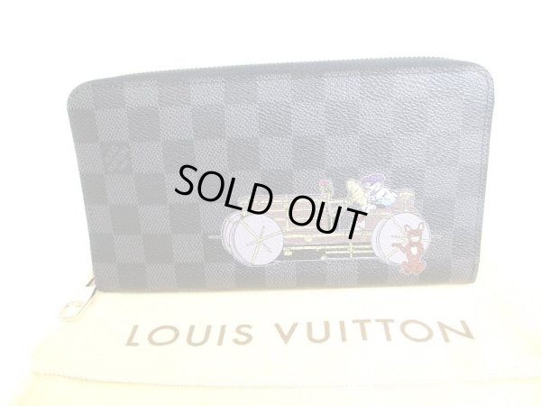 Photo1: LOUIS VUITTON Damier Graphite Leather Zippey Organizer Round Zip Wallet #9791