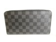 Photo2: LOUIS VUITTON Damier Graphite Leather Zippey Organizer Round Zip Wallet #9791 (2)