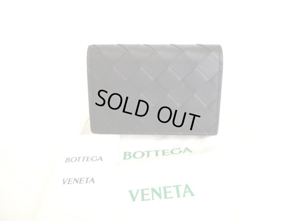 Photo1: BOTTEGA VENETA Intrecciato Black Leather Business Card Holder #9793